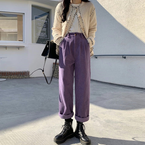 Pleated Corduroy Pants