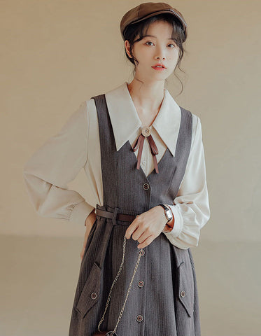 Traveller's Pinafore-Set mit Nadelstreifen