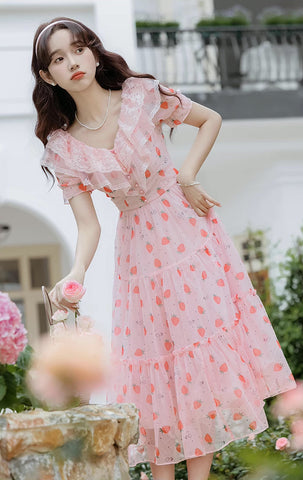 Strawberry Girl Midi Dress