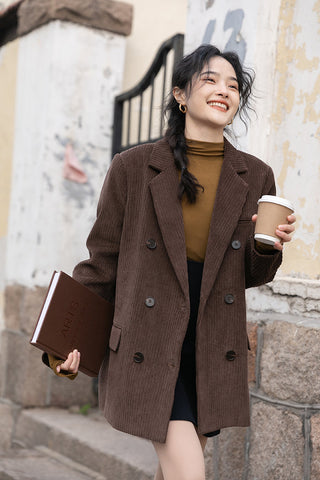 Corduroy Double Breasted Blazer Jacket