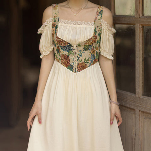 Rustic Floral Corset Twofer Dress