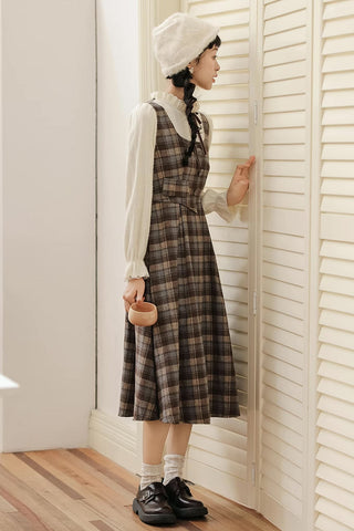 Mint Mocha – Kariertes Twofer-Midikleid