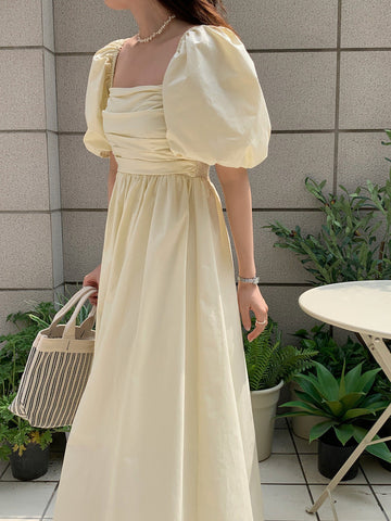 Basic Puff Sleeve Maxi Dress