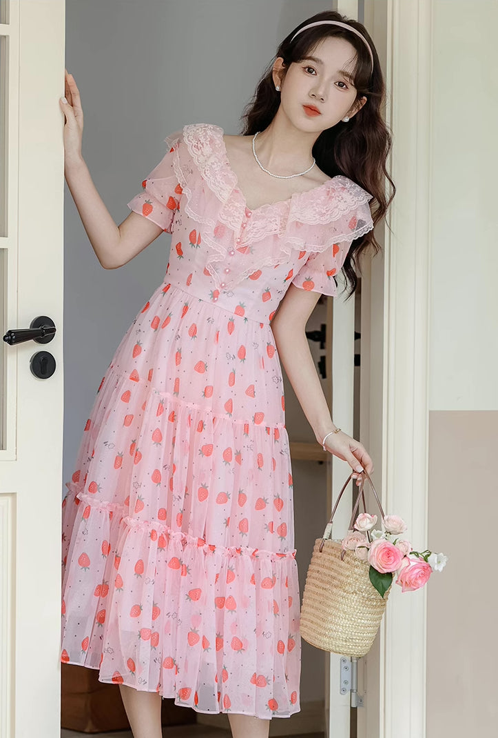 Strawberry Girl Midi Dress