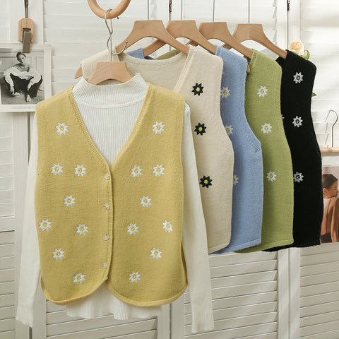 Embroidered Daisy Vest