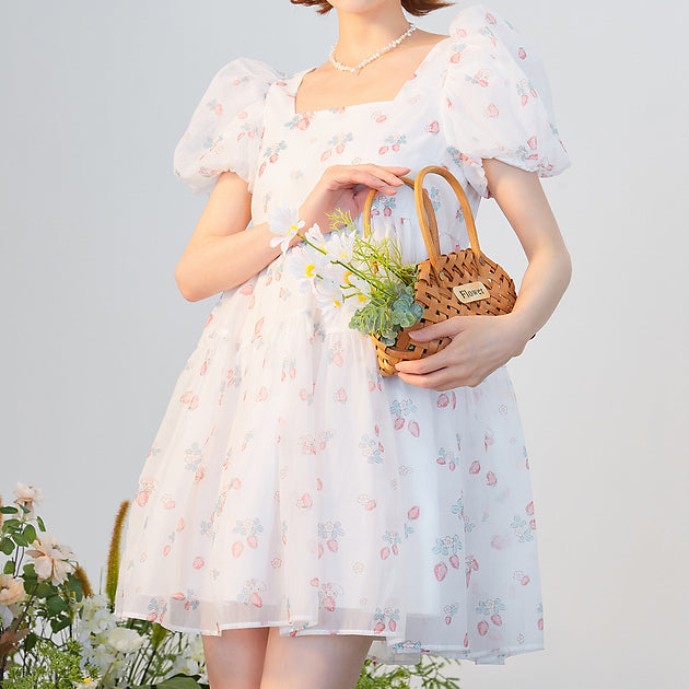 Strawberry Bunny Tiered Dress