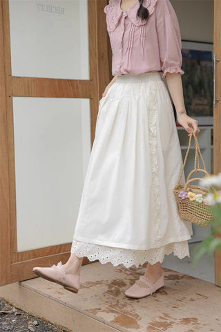 Bluse mit Broderie-Kragen