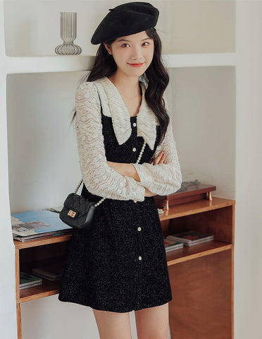 Lace Bow Sweater Dress