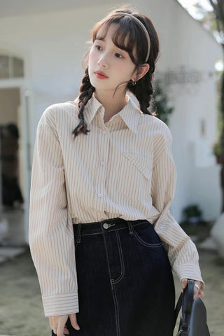 Boyfriend Stripe Button Up Shirt