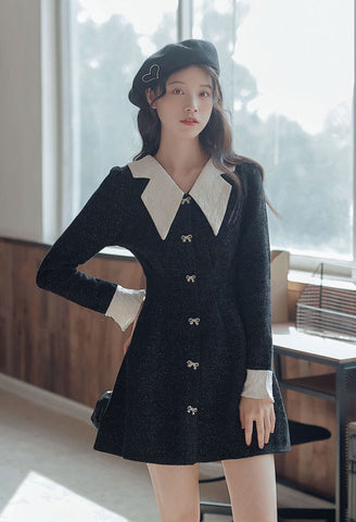 Sweet Bow Peter Pan Knit Dress