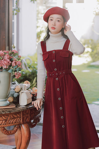 Corduroy Button Up Midi Dress