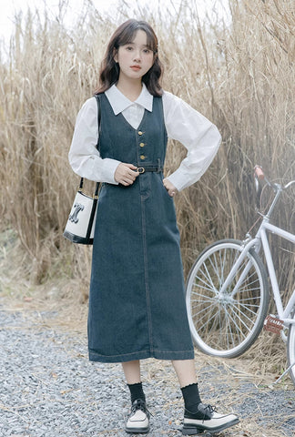 Denim Midi Pinafore