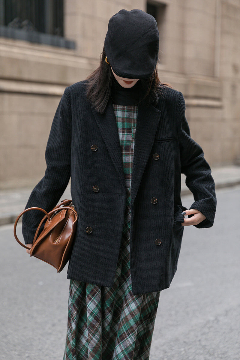 Corduroy Double Breasted Blazer Jacket