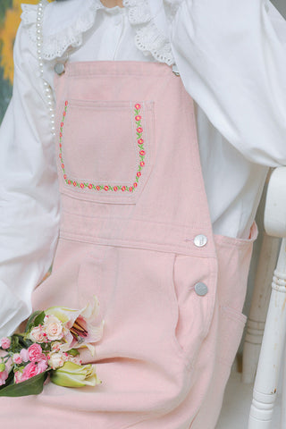 Denim-Overall mit Daisy Chain-Stickerei