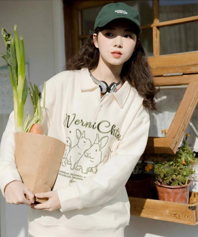 Sudadera polo con conejitos lindos