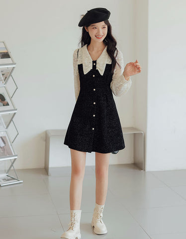 Lace Bow Sweater Dress