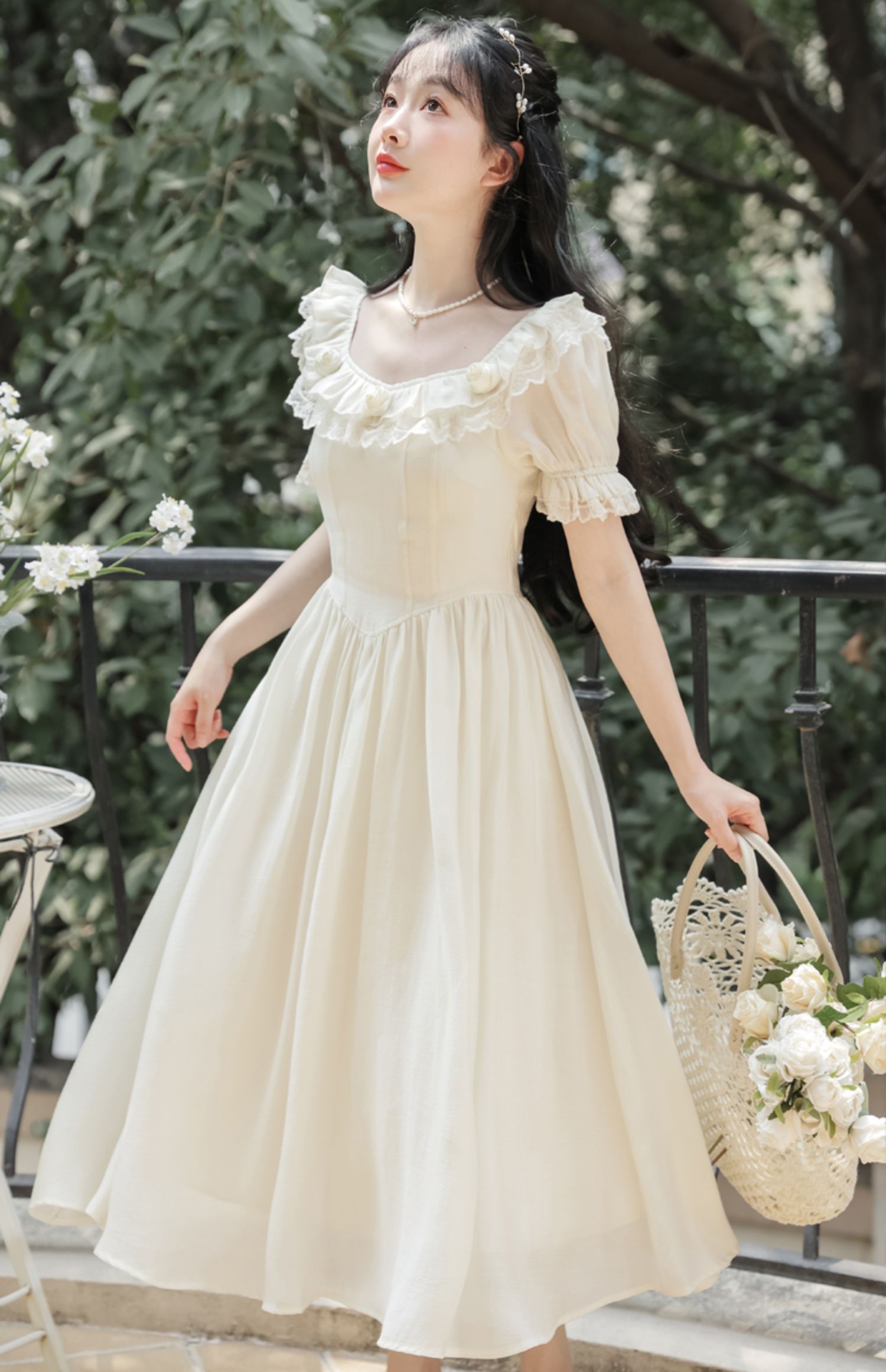 Blanc Rose Midikleid