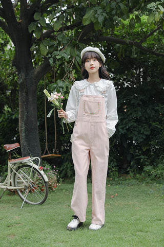 Denim-Overall mit Daisy Chain-Stickerei