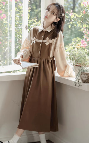 Cocoa Bows Twofer Midi Dress