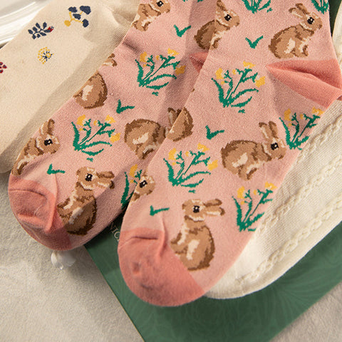 Bunny Floral Sock Set