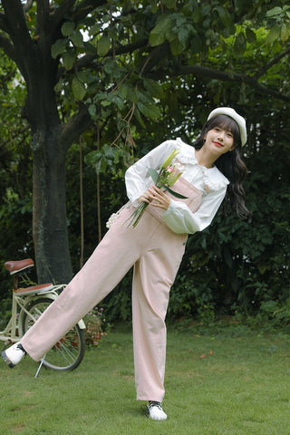Denim-Overall mit Daisy Chain-Stickerei