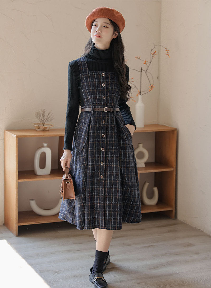 Vestido estilo pichi a cuadros con botones