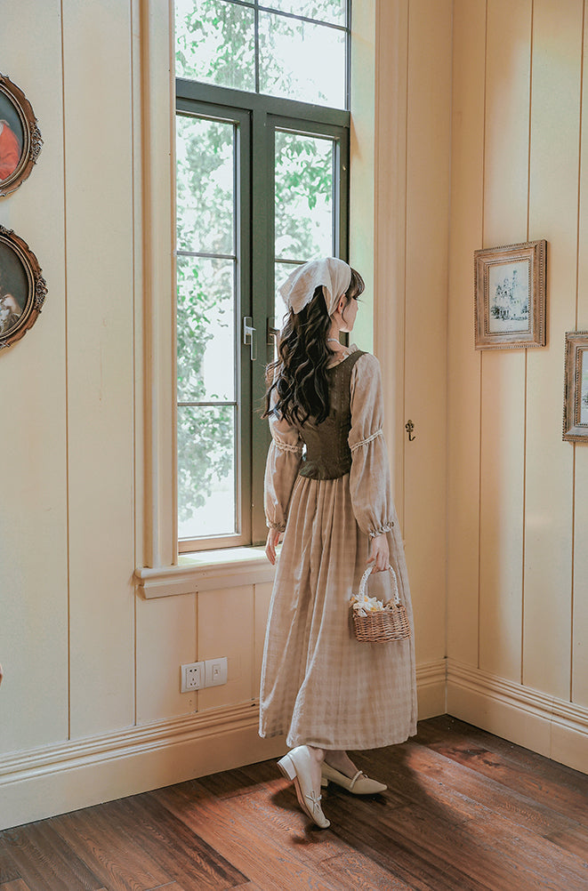 Vestido midi con corsé campestre