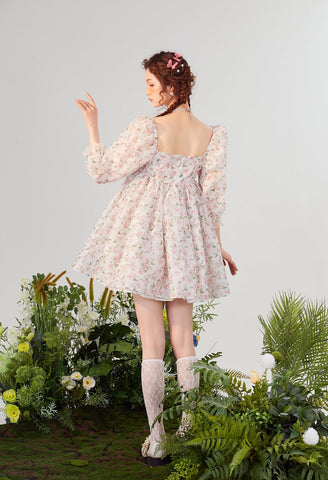 Vestido mini abullonado reversible Rose Tea