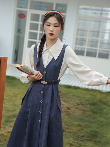 Traveller's Pinafore-Set mit Nadelstreifen