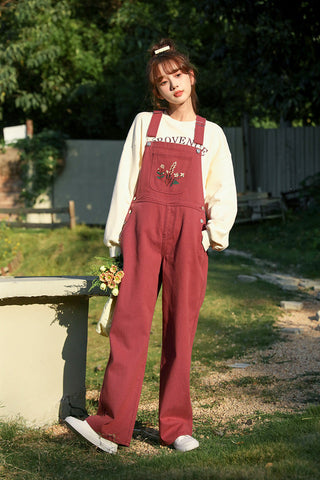 Overall mit Wildblumenstickerei