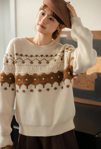 Suéter Fair Isle color canela