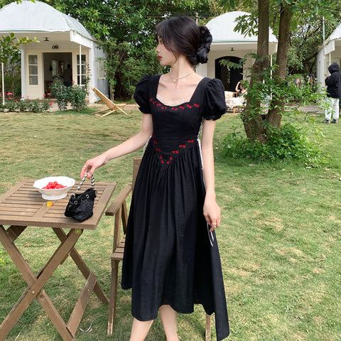 Onyx Rose Lace Up Dress