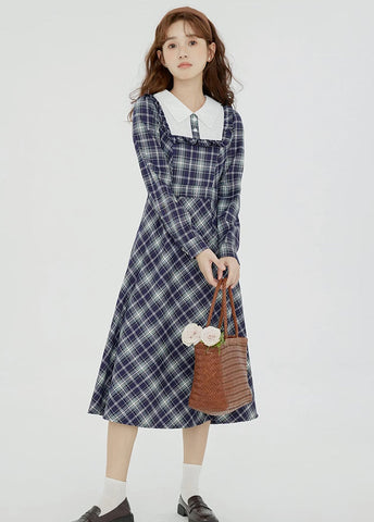 Uni Plaid Midi Dress