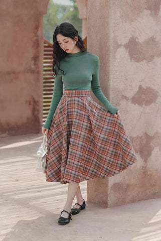 Maple – Karierter Midi-Tellerrock