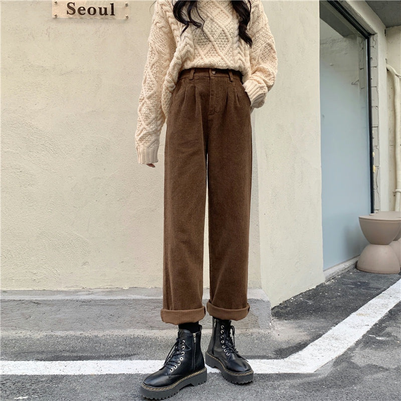 Pleated Corduroy Pants