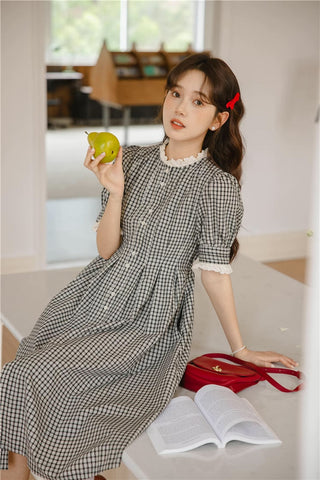 Button Up Plaid Midi Dress