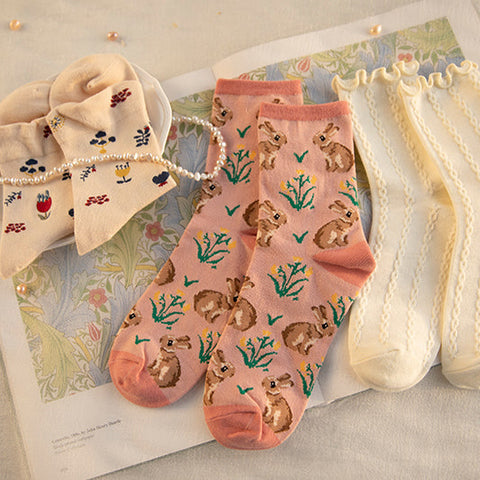 Bunny Floral Sock Set