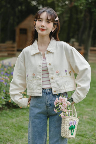 Personal Garden Embroidered Denim Jacket