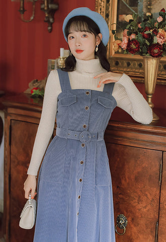 Corduroy Button Up Midi Dress