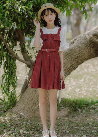 Vestido mini de rayas con botones