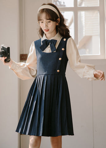 Varsity Pleated Twofer Dress