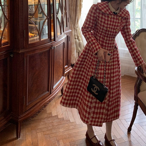 Candy Cane Gingham Dress Coat