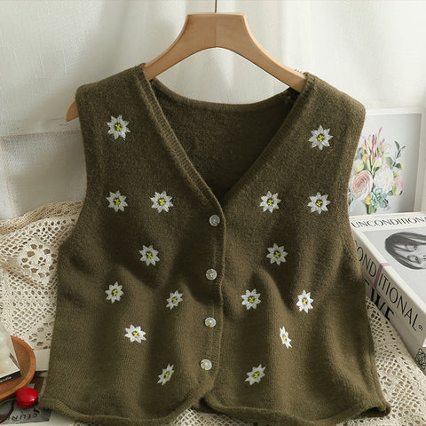 Embroidered Daisy Vest