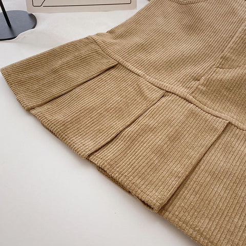 Corduroy Mermaid Pleated Skirt