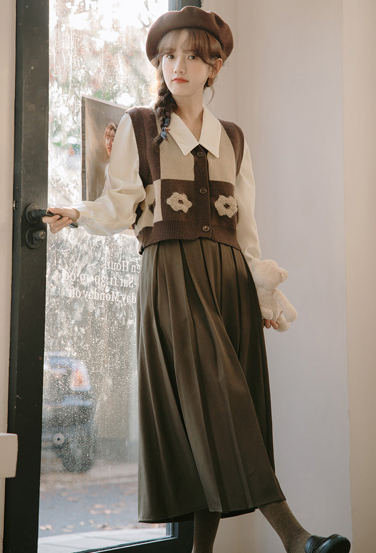 Chaleco retro Daisy con bloques de color y doble uso