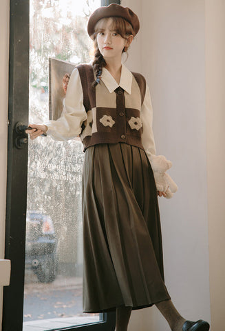 Chaleco retro Daisy con bloques de color y doble uso