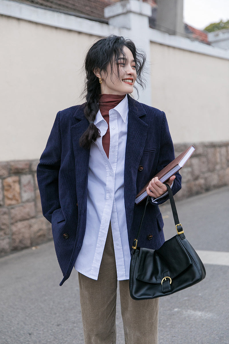 Corduroy Double Breasted Blazer Jacket