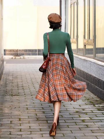 Maple – Karierter Midi-Tellerrock