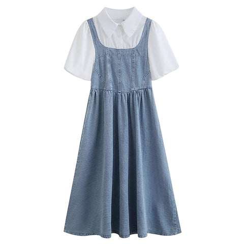 Denim Twofer Midi Dress