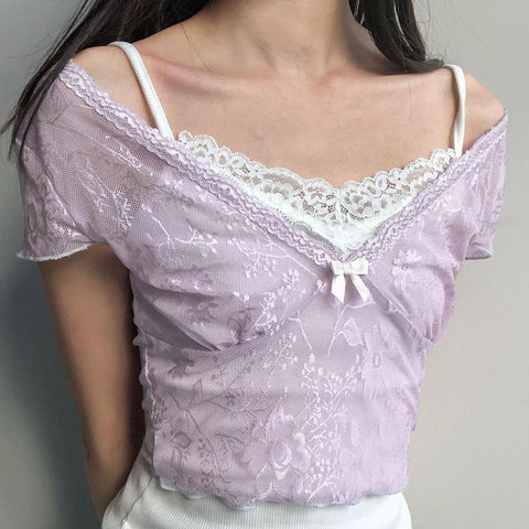 Patchwork Lace Crop Top